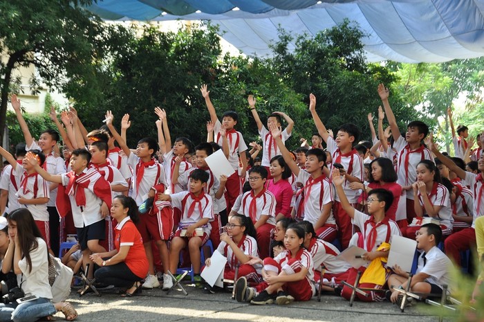 Strong Việt Nam “lăn bánh” qua 5 trường trung học cơ sở trên địa bàn Thủ đô Hà Nội và để lại nhiều ấn tượng và không khí sôi động. Ảnh: Công Tiến.