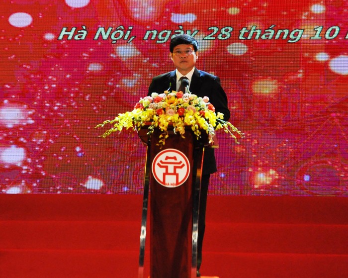 Ông Ngô Văn Quý - Phó chủ tịch Ủy ban nhân dân thành phố Hà Nội phát biểu tại buổi lễ. Ảnh: Công Tiến.