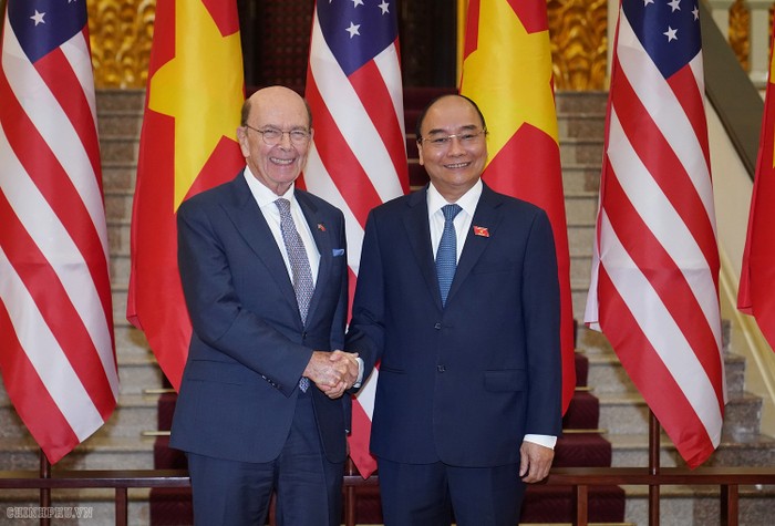 Thủ tướng Chính phủ Nguyễn Xuân Phúc tiếp Bộ trưởng thương mại Hoa Kỳ.