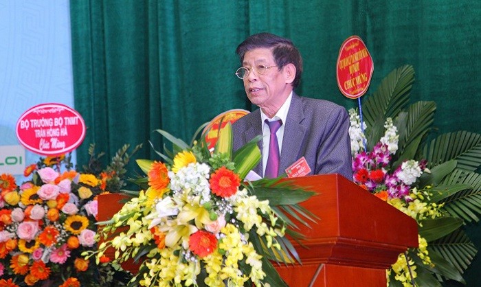 Ông Nguyễn Xuân Lai – Phó chủ tịch kiêm Tổng thư ký Hội Nước sạch và Môi trường Việt Nam đọc báo cáo tổng kết công tác Hội nhiệm kỳ III.