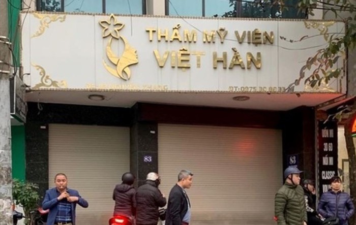Thẩm mỹ viện Việt-Hàn, nơi xảy ra cái chết của người đàn ông sau khi làm dịch vụ hút mỡ bụng (Ảnh: H.N/ laodong.vn).