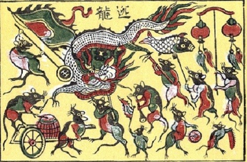 Tranh Chuột múa rồng.