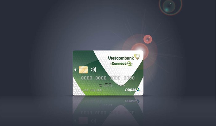 Mẫu thẻ Vietcombank Connect24 chuẩn chip EMV và ứng dụng công nghệ thanh toán Không tiếp xúc (Contactless).