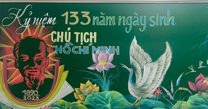 Tranh vẽ nhân Kỷ niệm 133 năm Ngày sinh Chủ tịch Hồ Chí Minh. (Ảnh: Nhân vật cung cấp).