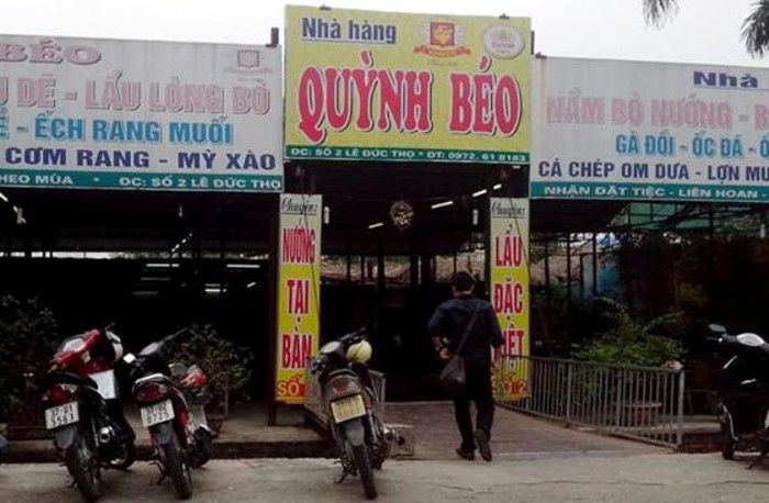 Nhà hàng QUỳnh Béo - nơi xảy ra vụ xô sát dẫn tới án mạng.