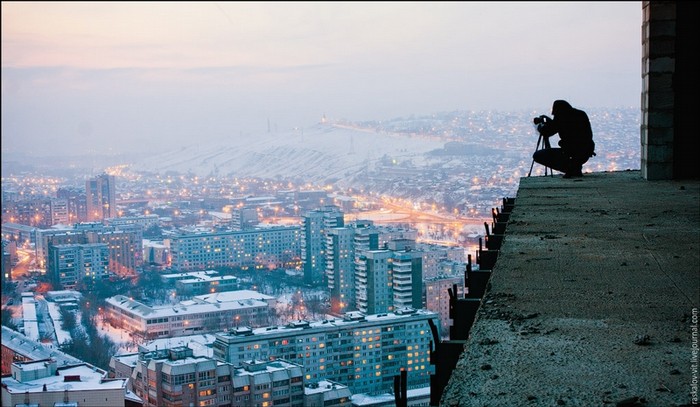 Mùa Đông ở thành phố Krasnoyarsk, Viễn Đông, Nga.