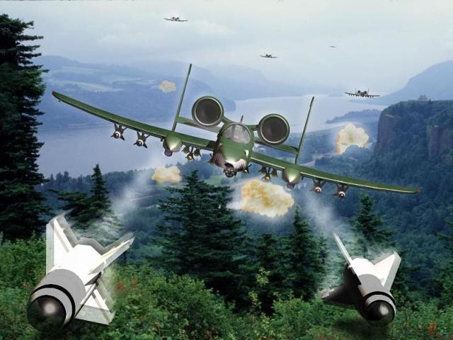 Ảnh đồ họa mô phỏng máy bay A-10 của Không quân Mỹ bắn tên lửa (minh họa)
