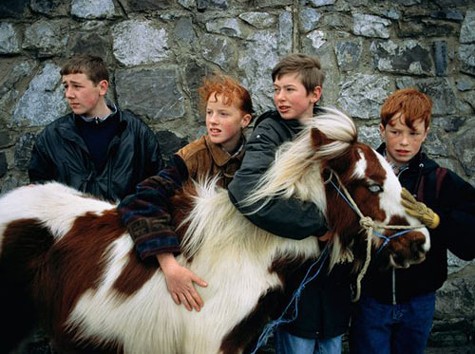 Những đứa trẻ và chú ngựa lùn, giống ngựa đặc trưng của đất nước này.