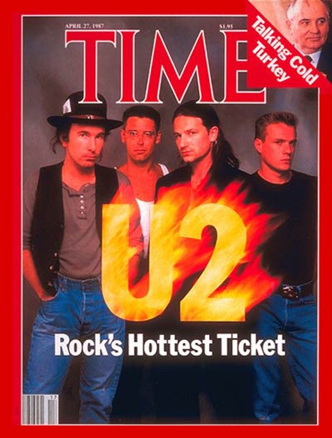 Thành công tiếp tục lên đến đỉnh cao vào năm 1987, khi ban nhạc trình làng album thứ năm, The Joshua Tree. Album xếp hạng nhất tại Anh, và không lâu sau là hạng nhất ở Mỹ. Những ca khúc như "With or Without You" và "I Still Haven't Found What I'm Looking For" là các single đầu tiên của U2 giành ngôi quán quân tại Mỹ. Thậm chí, tạp chí TIME đã đưa hình U2 lên trang bìa, tuyên bố họ là ''ban nhạc hot nhất''. Tour diễn The Joshua Tree rất đắt khách trên phạm vi toàn cầu, U2 trở thành ban nhạc lớn nhất thế giới.