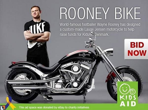 Chiếc mô tô do Rooney sẽ được bán đấu giá trên mạng...