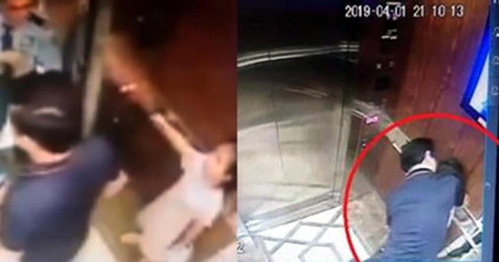 Nguyên phó Viện trưởng Viện kiểm sát Đà Nẵng có hành vi ôm hôn, sờ soạng bé gái trong thang máy ở thành phố Hồ Chí Minh. Ảnh: cắt từ clip