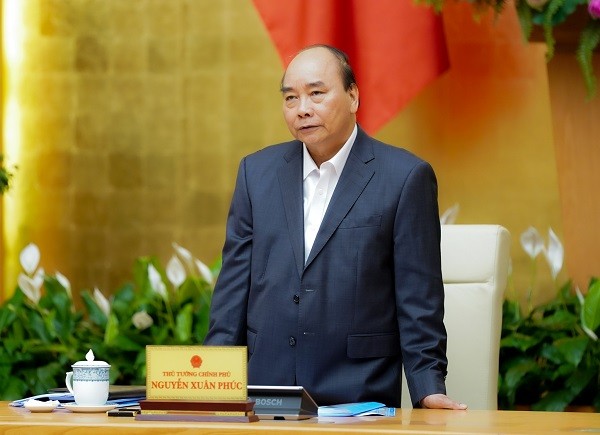 Thủ tướng Nguyễn Xuân Phúc phát biểu tại cuộc họp. Ảnh Thống Nhất TTXVN.