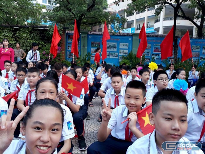 Các em học sinh Trường Trung học cơ sở Lương Yên (quận Hai Bà Trưng, Hà Nội). Ảnh: NVCC.