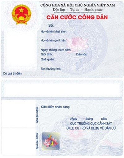 Mẫu thẻ căn cước công dân theo quy định của Bộ Công an.