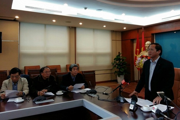Ông Trương Minh Tuấn - Thứ trưởng Bộ Thông tin và Truyền thông tại buổi họp báo sáng nay. Ảnh: Ngọc Quang