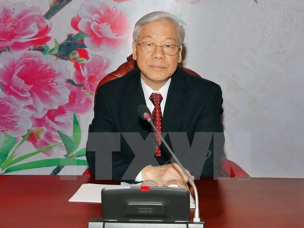 Tổng Bí thư Nguyễn Phú Trọng điện đàm trực tiếp với Tổng Bí thư, Chủ tịch nước Trung Quốc Tập Cận Bình. Ảnh: TTXVN.