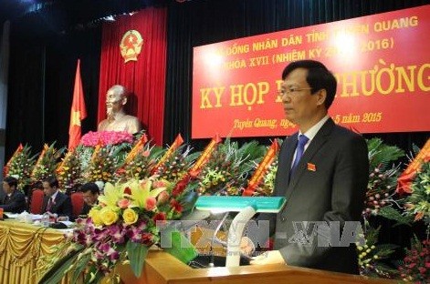 Ông Phạm Minh Huấn được bầu giữ chức Chủ tịch UBND tỉnh Tuyên Quang. ảnh: TTXVN.