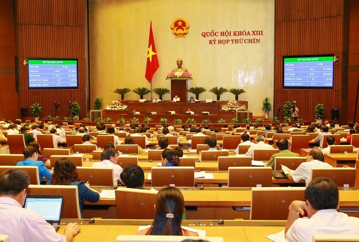 83% Đại biểu Quốc hội có mặt đã đồng ý thông qua dự án Luật Tổ chức Chính phủ (sửa đổi). ảnh: TTBC Quốc hội