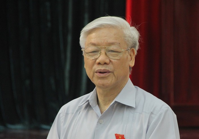 Tổng Bí thư Nguyễn Phú Trọng thông tin với cử tri nhiều cơ hội tiềm năng của đất nước. ảnh: Ngọc Quang.