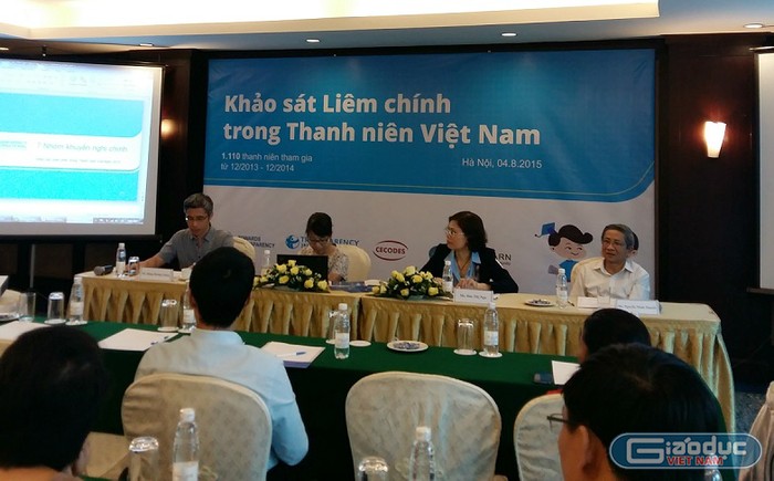 Kết quả khảo sát liêm chính trong thanh niên Việt Nam được công bố sáng nay (4/8). ảnh: Ngọc Quang.