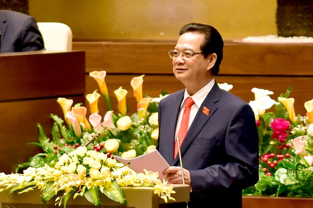 Thủ tướng Nguyễn Tấn Dũng khẳng định: &quot;Chúng ta kiên quyết đấu tranh bảo vệ độc lập, chủ quyền, lãnh thổ, lợi ích quốc gia&quot;. ảnh: VGP.