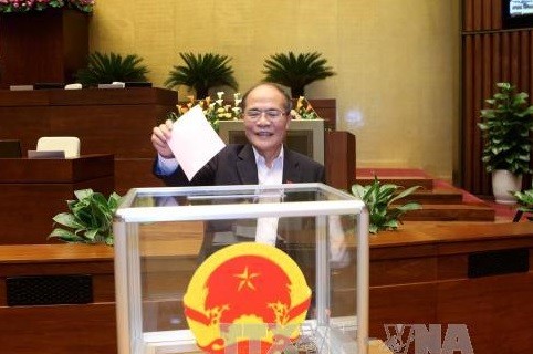 Ông Nguyễn Sinh Hùng giữ chức Chủ tịch Hội đồng bầu cử Quốc gia. ảnh: TTXVN.