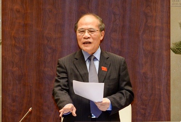 Ông Nguyễn Sinh Hùng được giới thiệu bầu giữ chức Chủ tịch Hội đồng bầu cử Quốc gia. ảnh: Trung tâm thông tin Quốc hội.
