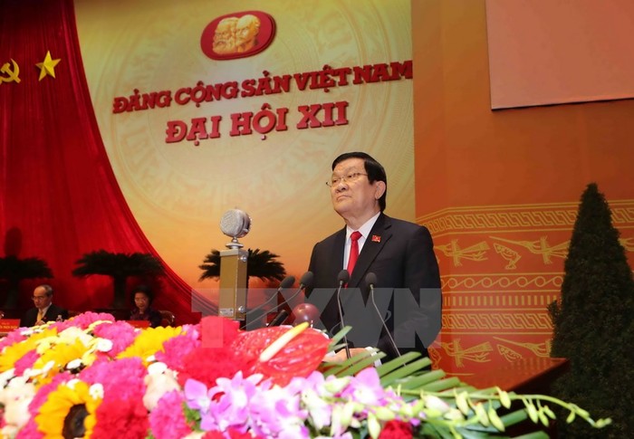 Đồng chí Trương Tấn Sang, Ủy viên Bộ Chính trị, Chủ tịch nước đọc Diễn văn khai mạc Đại hội.