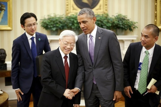 Cuộc hội đàm giữa Tổng Bí thư Nguyễn Phú Trọng và Tổng thống Obama diễn ra hết sức tốt đẹp. ảnh: Reuter.