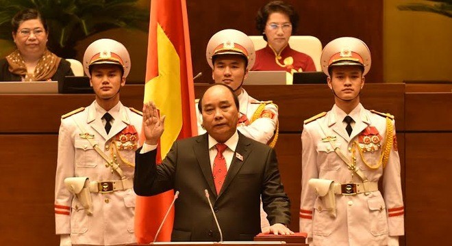 Thủ tướng Nguyễn Xuân Phúc tuyên thệ nhậm chức. ảnh: Trung tâm thông tin Quốc hội.