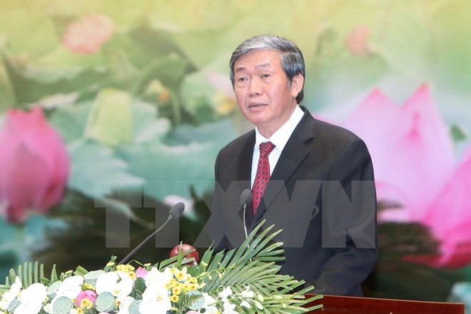 Ông Đinh Thế Huynh, Ủy viên Bộ Chính trị, Thường trực Ban Bí thư phát biểu ý kiến. Ảnh: TTXVN