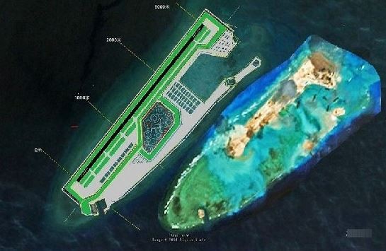 Trung Quốc xây dựng sân bay bất hợp pháp tại đá chữ Thập, quần đảo Trường Sa thuộc chủ quyền của Việt Nam.