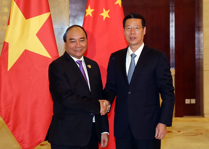 Thủ tướng Nguyễn Xuân Phúc hội kiến với ông Trương Cao Lệ - Phó Thủ tướng, Ủy viên Thường vụ Bộ Chính trị Đảng Cộng sản Trung Quốc. ảnh: VGP.