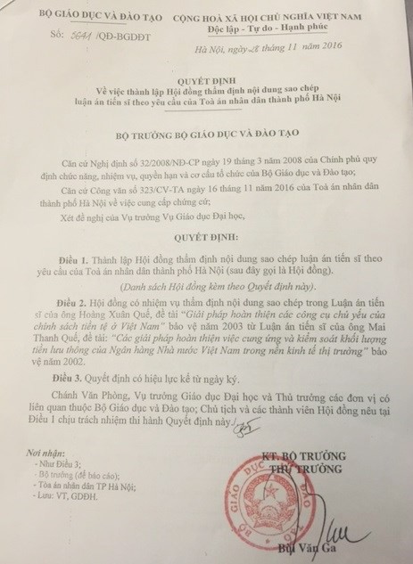 Ông Bùi Văn Ga ký quyết định 5641, tại tiêu đề nói rằng đây là quyết định thực hiện theo yêu cầu của TAND Thành phố Hà Nội. Tuy nhiên, ngày 29/11/2016, TAND Thành phố Hà Nội đã gửi Công văn 336 tới ông Bùi Văn Ga phản bác lại quyết định 5641.