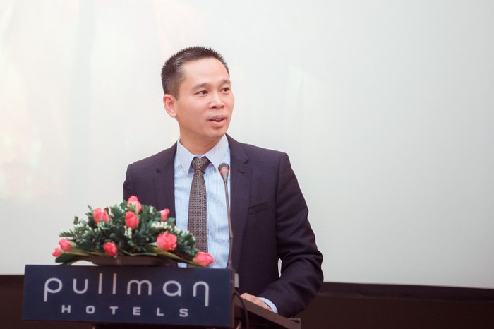 Ông Ngô Quế Lâm - Phó Tổng giám đốc của Habeco chia sẻ thông tin về “Bia Hà Nội Countdown Party 2017”.