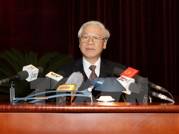 Tổng Bí thư Nguyễn Phú Trọng cho biết, đấu tranh với những vi phạm vẫn còn tình trạng nể nang, né tránh, đùn đẩy, không nghiêm túc. ảnh: TTXVN.