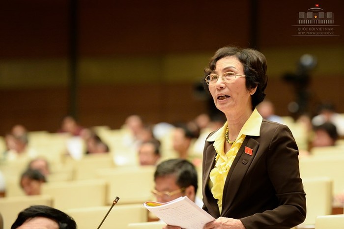 PGS.TS Bùi Thị An cho biết, bà hoàn toàn ủng hộ những phát ngôn thẳng thắn của Chủ tịch Hà Nội - ông Nguyễn Đức Chung. ảnh: Trung tâm thông tin Quốc hội.