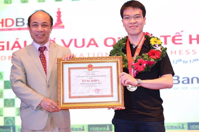 Lê Quang Liêm nhận bằng khen của Ủy ban Nhân dân Thành phố Hồ Chí Minh vì đạt thành tích xuất sắc tại giải.