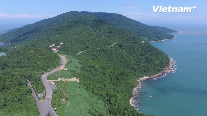 Bán đảo Sơn Trà nhìn từ trên cao. ảnh: Vietnam+/TTXVN.