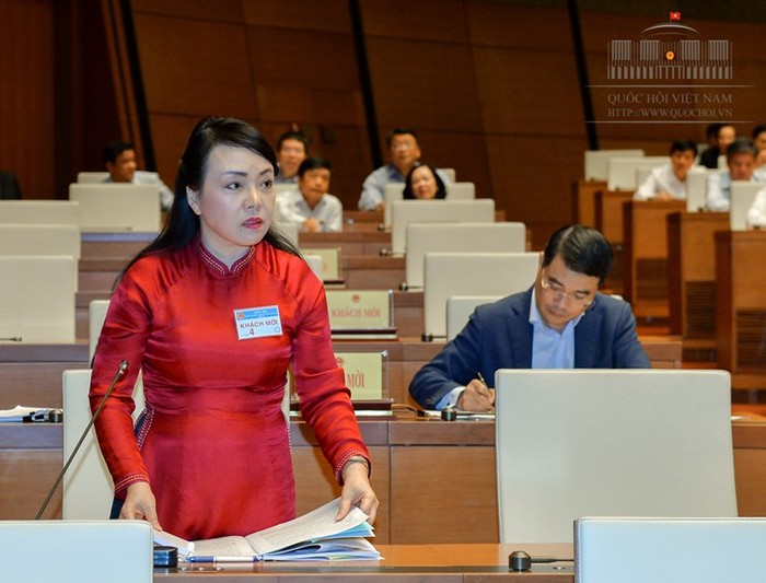 Bộ trưởng Nguyễn Thị Kim Tiến báo cáo trước Quốc hội chiều 1/11/2017. ảnh: Trung tâm thông tin Quốc hội.