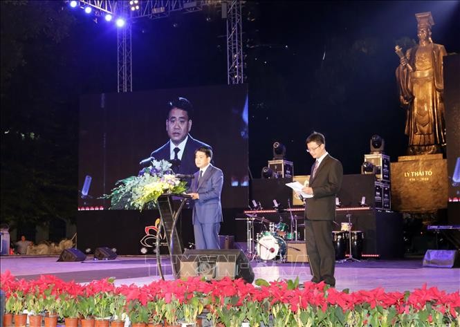Chủ tịch UBND Thành phố Hà Nội Nguyễn Đức Chung phát biểu tại lễ khai mạc. Ảnh: TTXVN