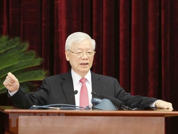 Tổng Bí thư, Chủ tịch nước Nguyễn Phú Trọng phát biểu khai mạc Hội nghị. (Ảnh: Phương Hoa/TTXVN)