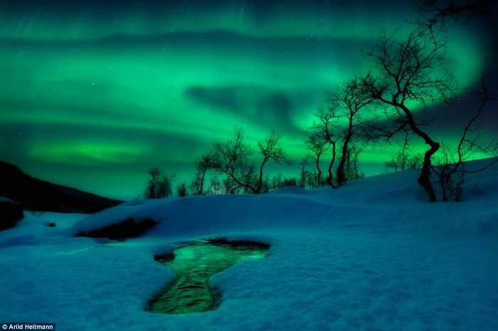 Bức ảnh của nhiếp ảnh gia Arild Heitmann chụp ánh rạng đông phương Bắc trên bầu trời Na Uy.