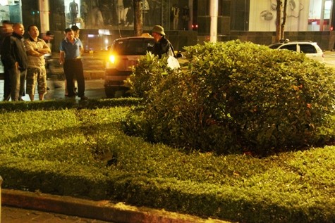 Sau khi lao lên vườn hoa, giải phân cách trước cửa tòa nhà Parkson, chiếc taxi của hãng Hải Đăng mới chịu dừng lại.