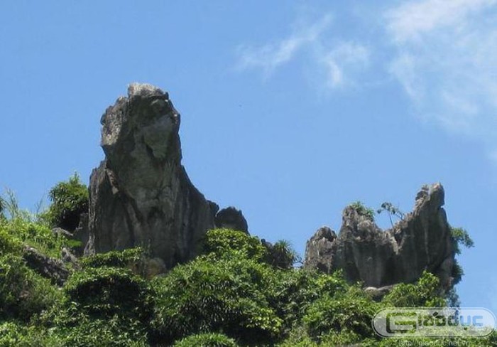 Người dân nơi đây gọi hình khối đá này là Cẩu đá vì nó giống một chú chó đang ngồi canh giữ khu vực ngọn núi. Xem thêm 'Say' với cảnh sắc nước non hùng vĩ lãng mạn của hồ Quan Sơn (P1)