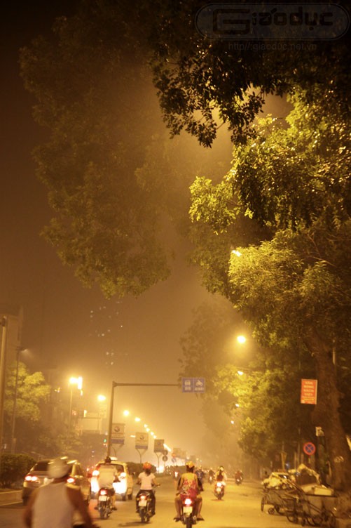 Tại các khu vực có nhiều cây xanh, hiện tượng khói mù càng quẩn dày đặc hơn.