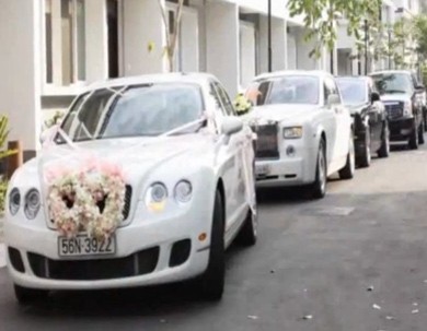 Đoàn xe trong đám cưới của hot girl Quỳnh Chi.