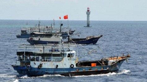 Tàu cá Trung Quốc ở gần đảo Thị Tứ thuộc quần đảo Trường Sa của Việt Nam - Ảnh: Xinhua