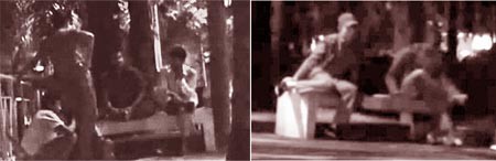 Những hình ảnh thường thấy về các ông Tây đen ngồi đợi nữ khách làng chơi đến ngã giá. Ảnh chụp từ video clip.