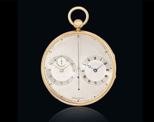 4. Breguet & Fils, Paris, No. 2667. Giá: 4,7 triệu USD. Đây là một chiếc đồng hồ rất hiếm với hai bộ đếm giờ và làm từ vàng 18k. Năm 1814, nó được bán cho Garcias tại London với giá 5.000 france. Hiện giá trị của đồng hồ vào khoảng 4,7 triệu USD.